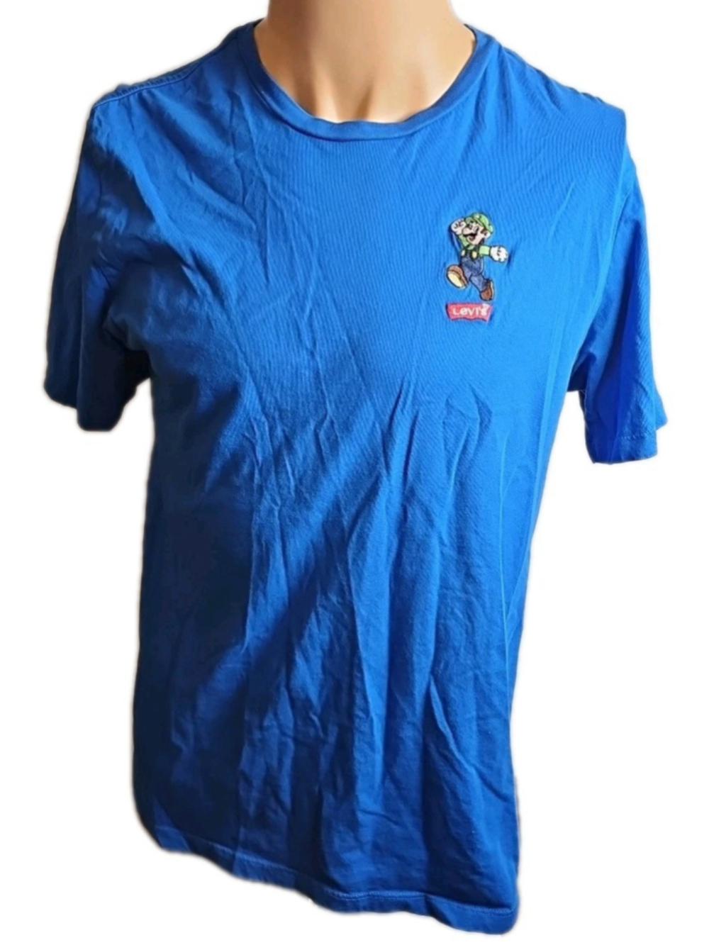 Levi's x Super Mario Bros Shirt Men's Size M Blue Luigi Here We Go Embroidered